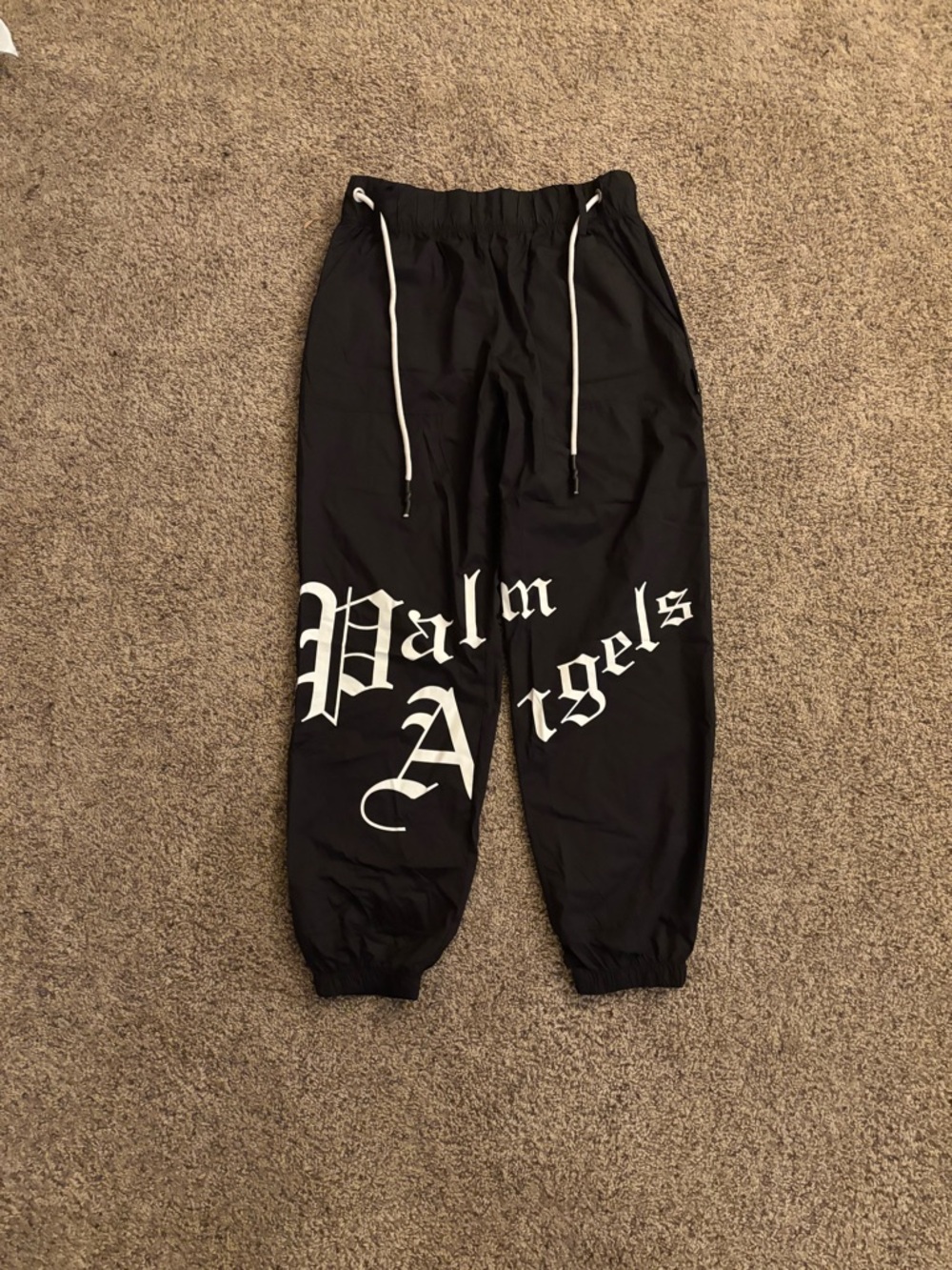 Palm Angels Black Joggers with White Gothic Logo